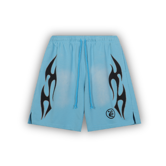 Hellstar Flame Graphic Shorts - blue